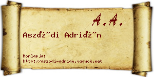 Aszódi Adrián névjegykártya